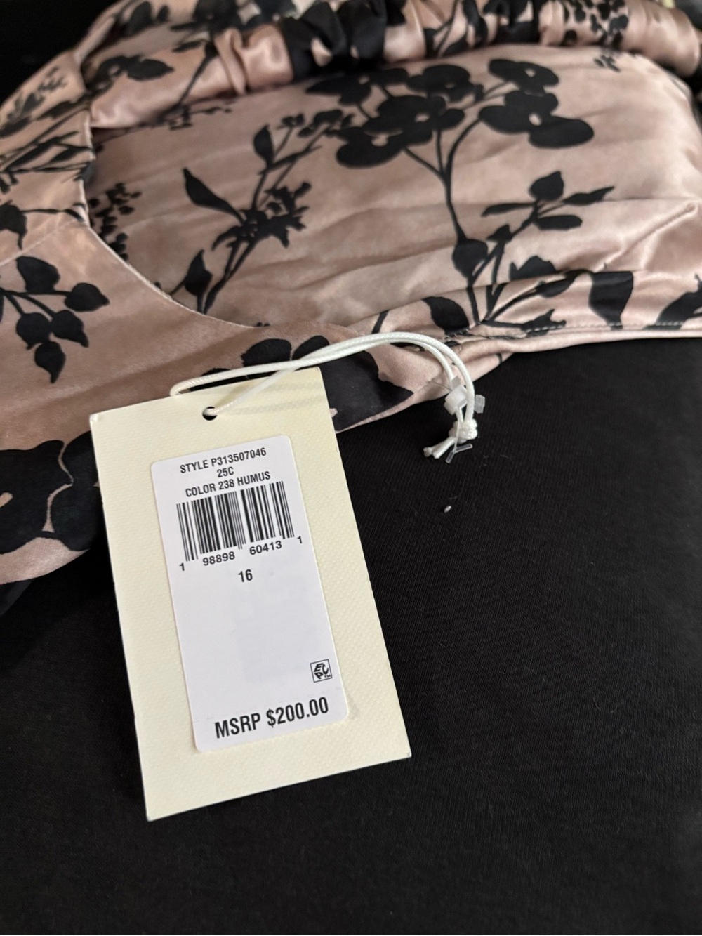 Parker Mauve Satin Halter Dress with Black Floral Print